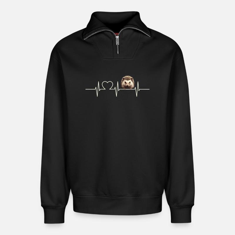 Igel - Relaxed Unisex Organic Half Zip Sweatshirt – von SPREAD - Schwarz