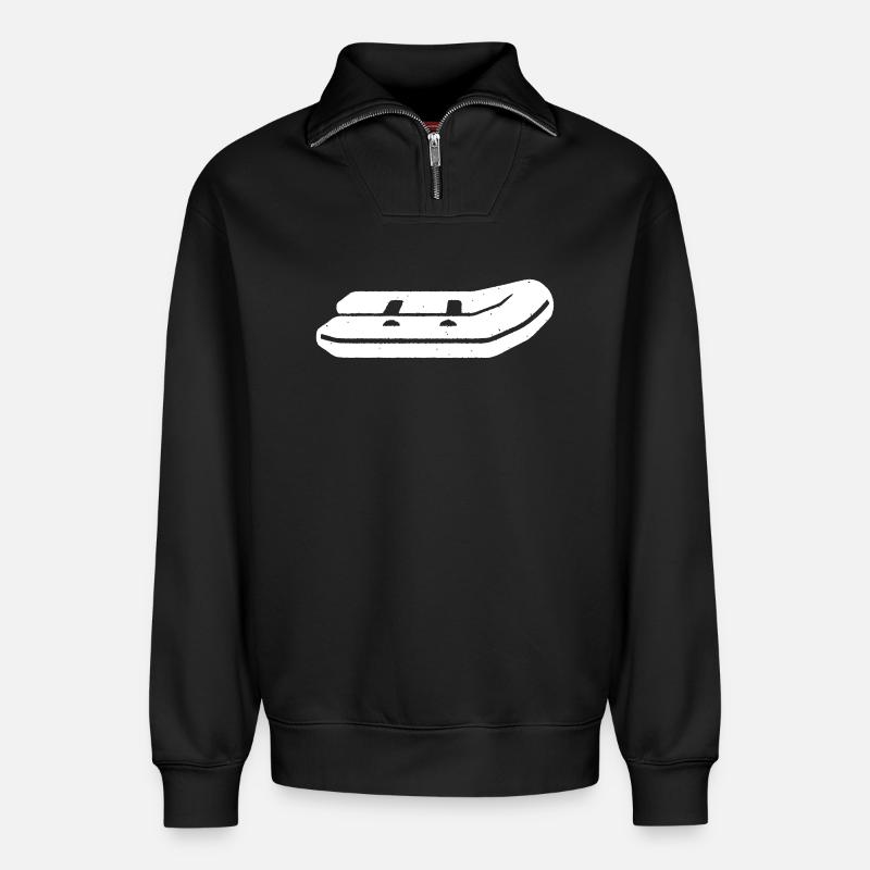 Schlauchboot Paddeln Boot Vektor - Relaxed Unisex Organic Half Zip Sweatshirt – von SPREAD - Schwarz