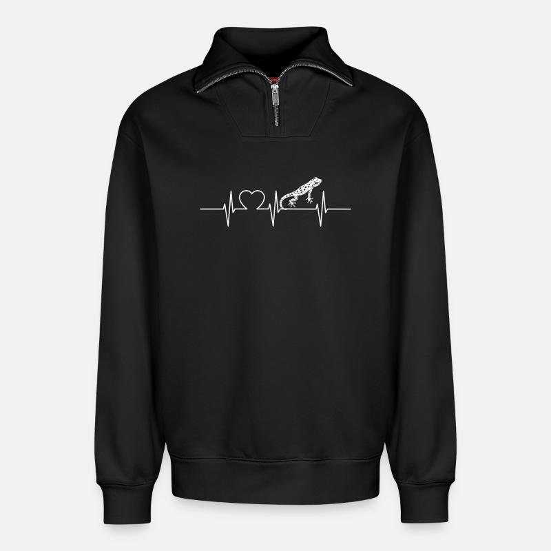 Feuersalamander Salamander - Relaxed Unisex Organic Half Zip Sweatshirt – von SPREAD - Schwarz