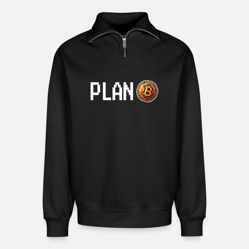 Plan Bitcoin Retro Pixel - Relaxed Unisex Organic Half Zip Sweatshirt – by SPREAD - black