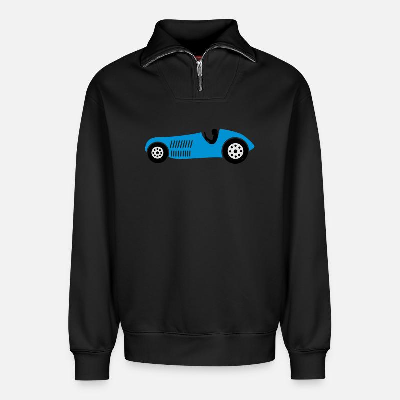 voiture de course - Sweat unisexe décontracté en coton biologique à demi-zip – de SPREAD - noir