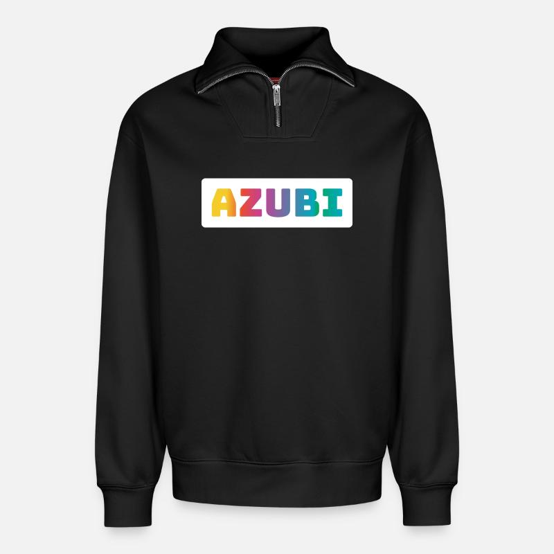 Azubi Tshirt coloured - Relaxed Unisex Organic Half Zip Sweatshirt – von SPREAD - Schwarz