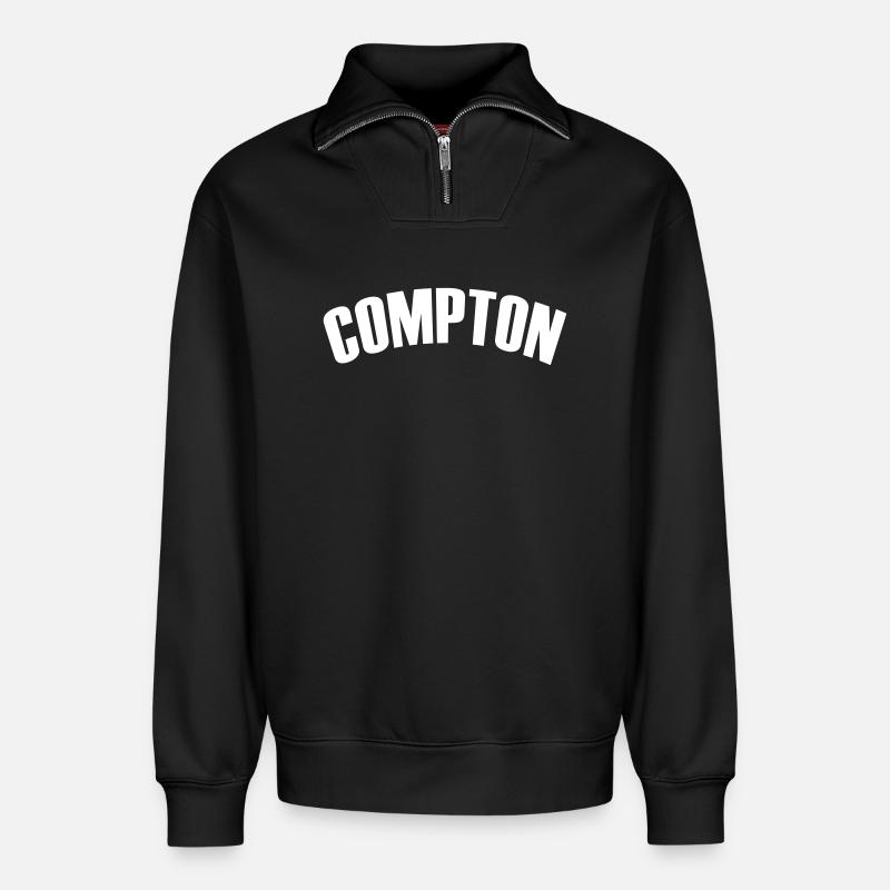 compton shirt - Relaxed Unisex Organic Half Zip Sweatshirt – von SPREAD - Schwarz