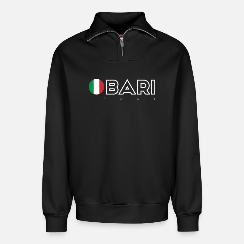 Bari - Relaxed Unisex Organic Half Zip Sweatshirt – von SPREAD - Schwarz