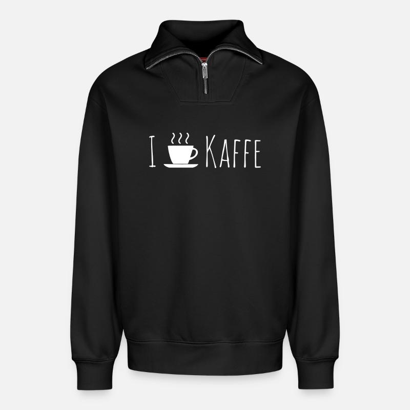 I love Coffee - Relaxed Unisex Organic Half Zip Sweatshirt – von SPREAD - Schwarz
