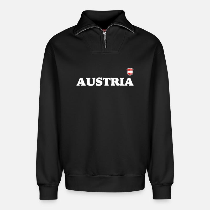 Austria - Relaxed Unisex Organic Half Zip Sweatshirt – by SPREAD - black