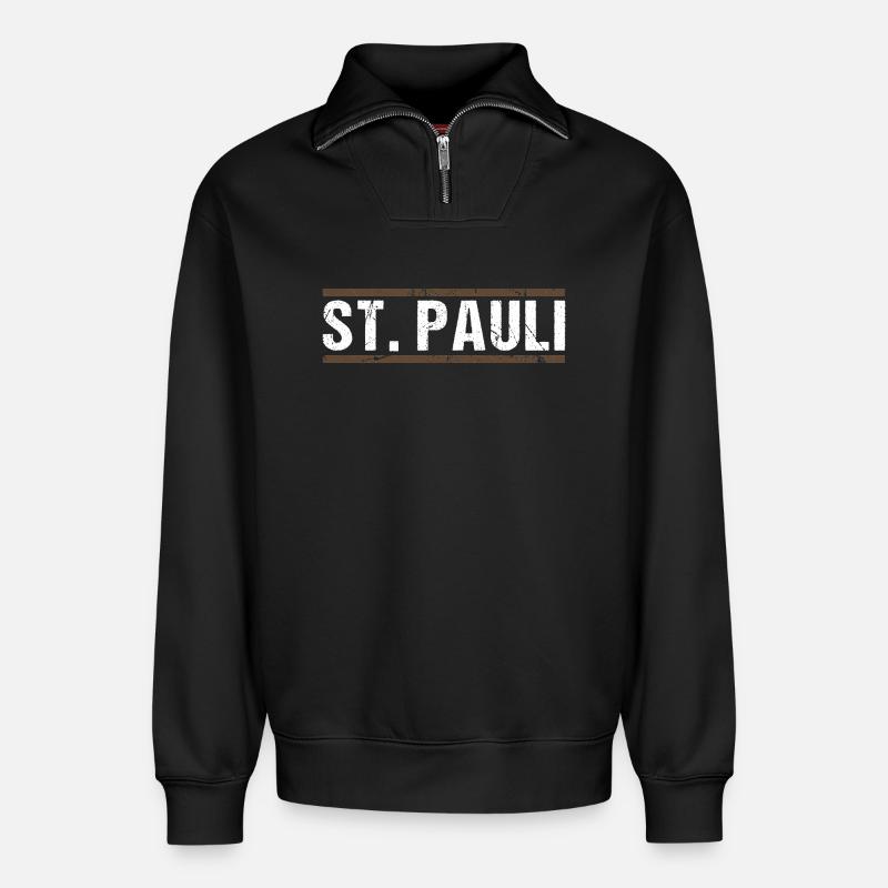 St. Pauli - Relaxed Unisex Organic Half Zip Sweatshirt – von SPREAD - Schwarz