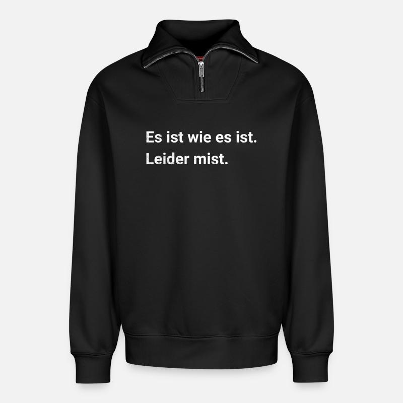 Sarcasm6 - Relaxed Unisex Organic Half Zip Sweatshirt – by SPREAD - black