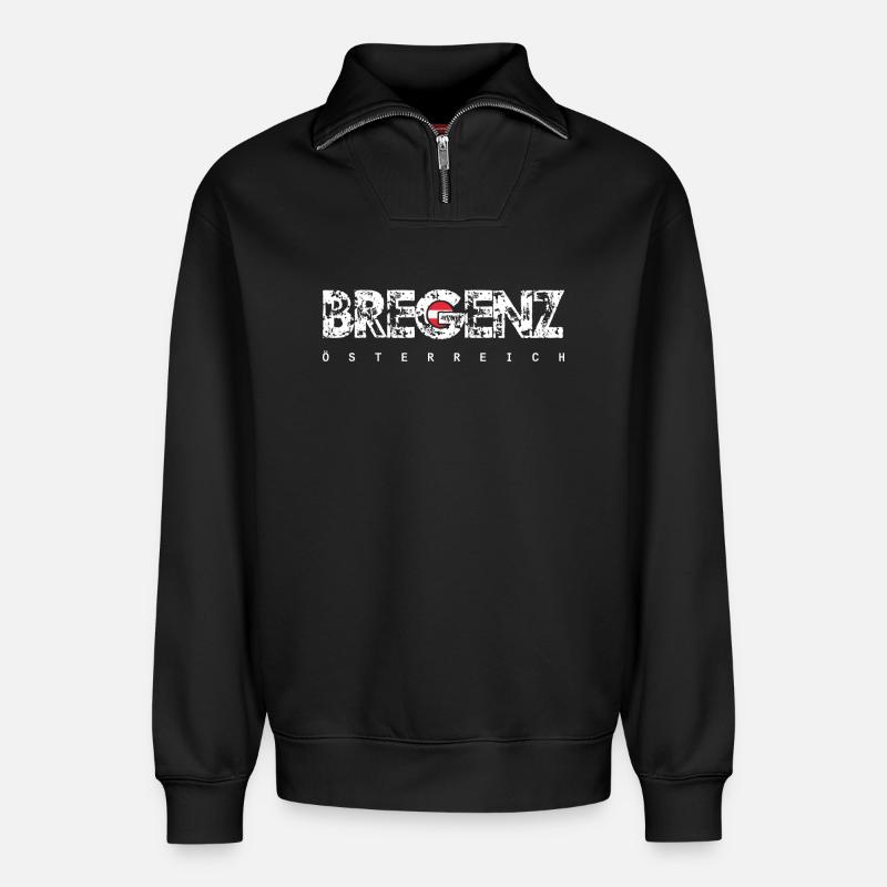Bregenz - Relaxed Unisex Organic Half Zip Sweatshirt – by SPREAD - black