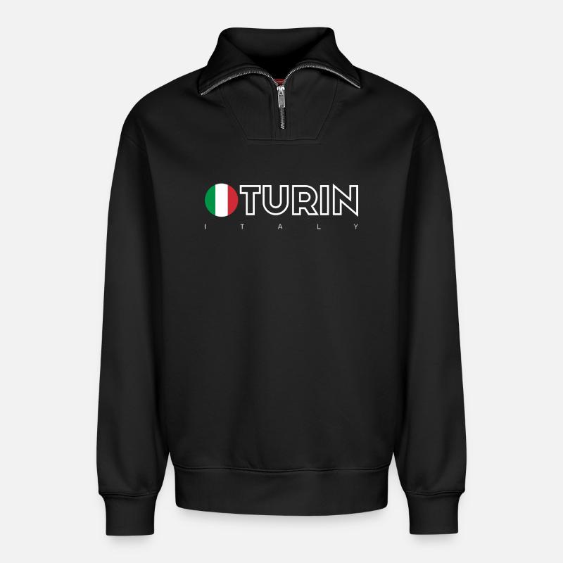 Turin - Relaxed Unisex Organic Half Zip Sweatshirt – von SPREAD - Schwarz