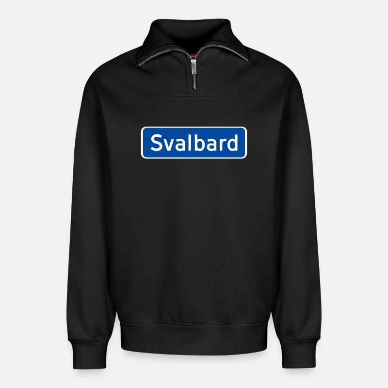 Spitzbergen - Relaxed Unisex Organic Half Zip Sweatshirt – von SPREAD - Schwarz