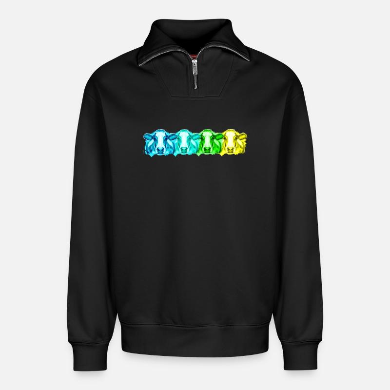 Kuh Kühe - Relaxed Unisex Organic Half Zip Sweatshirt – von SPREAD - Schwarz