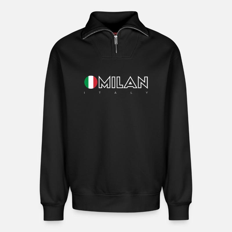 Mailand - Relaxed Unisex Organic Half Zip Sweatshirt – von SPREAD - Schwarz
