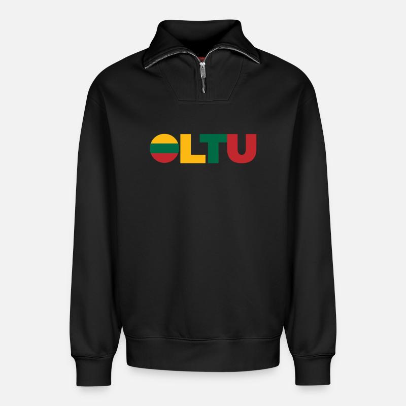 Litauen - Relaxed Unisex Organic Half Zip Sweatshirt – von SPREAD - Schwarz