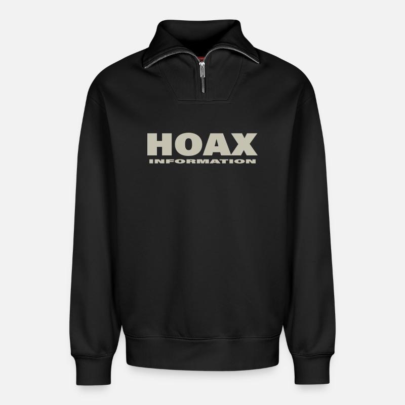 HOAX - Relaxed Unisex Organic Half Zip Sweatshirt – by SPREAD - black