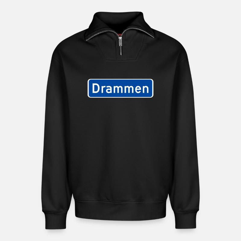 Drammen - Relaxed Unisex Organic Half Zip Sweatshirt – von SPREAD - Schwarz