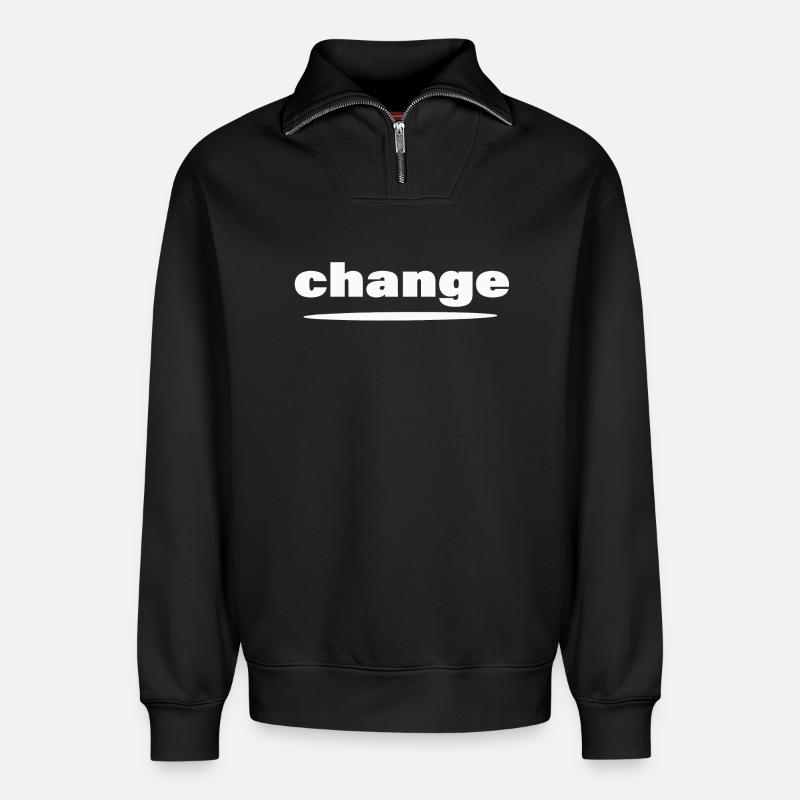 CHANGE - Relaxed Unisex Organic Half Zip Sweatshirt – von SPREAD - Schwarz