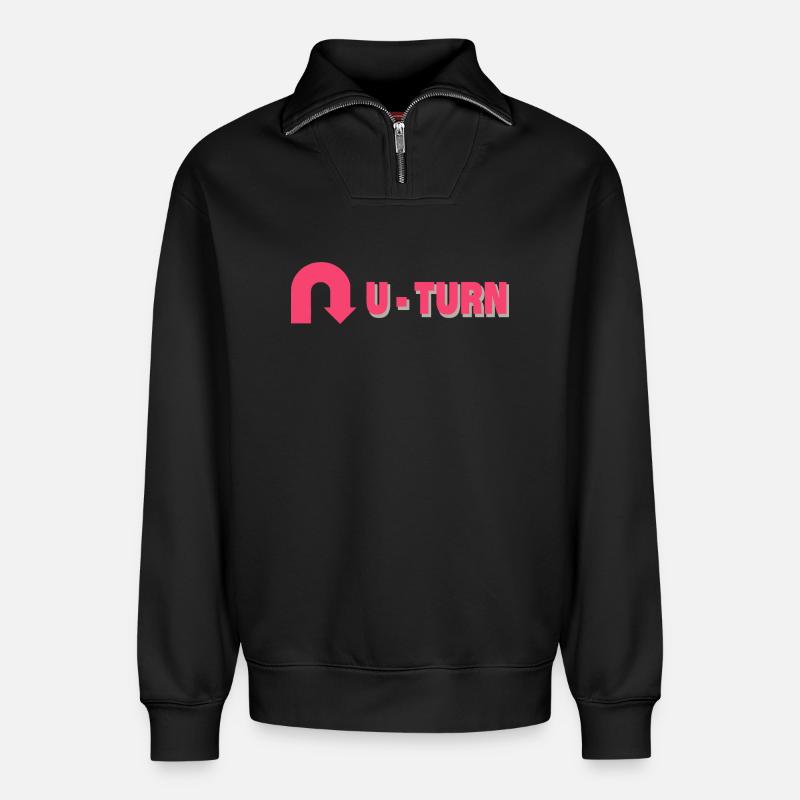 U-TURN - Relaxed Unisex Organic Half Zip Sweatshirt – von SPREAD - Schwarz