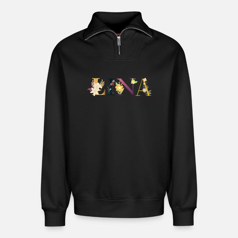 Lina - Relaxed Unisex Organic Half Zip Sweatshirt – von SPREAD - Schwarz