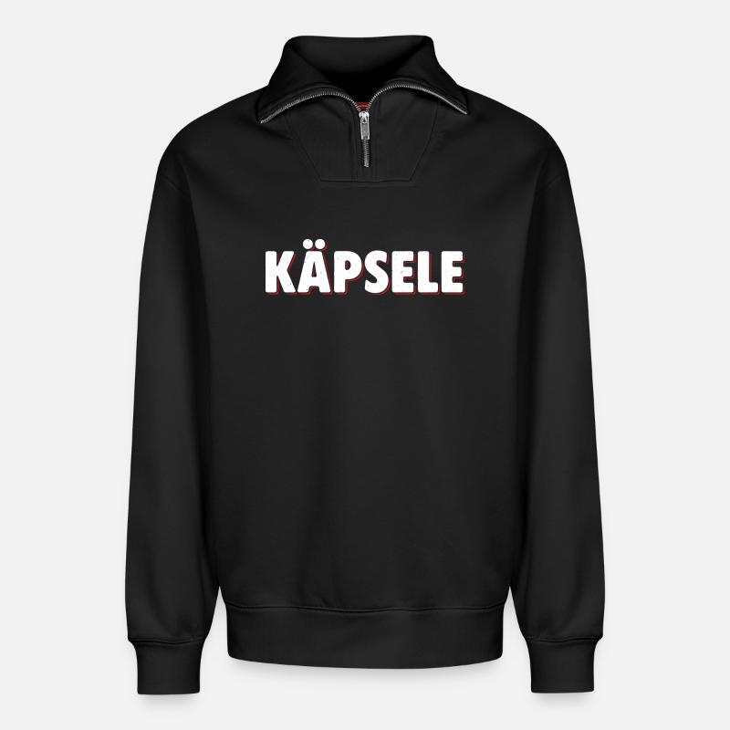 Käplsele - Relaxed Unisex Organic Half Zip Sweatshirt – von SPREAD - Schwarz