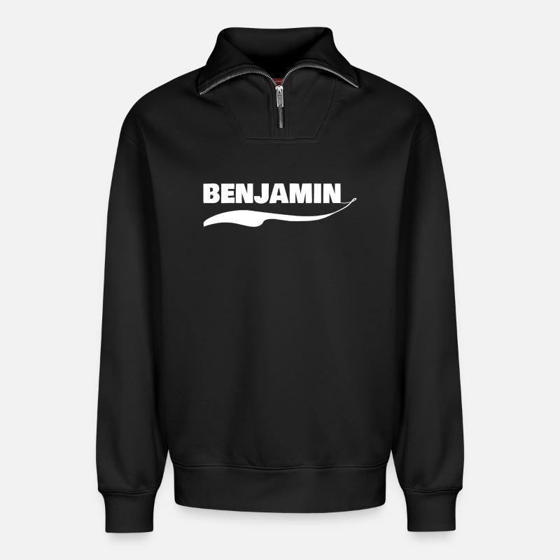Benjamin - Relaxed Unisex Organic Half Zip Sweatshirt – von SPREAD - Schwarz