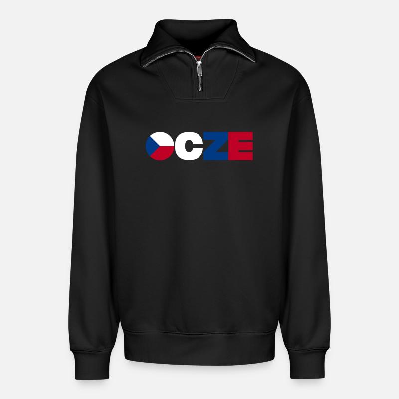 Czech Republic - Relaxed Unisex Organic Half Zip Sweatshirt – by SPREAD - black