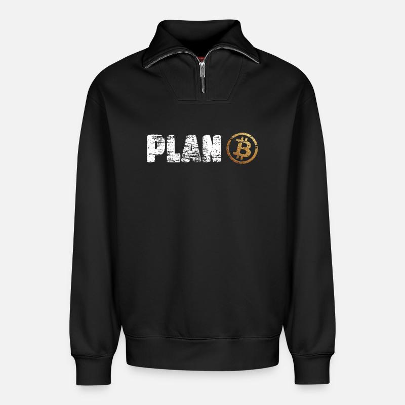 Plan Bitcoin Plan B - Sweat unisexe décontracté en coton biologique à demi-zip – de SPREAD - noir