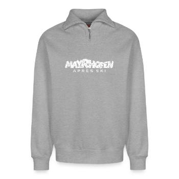 Mayrhofen Après-Ski Wintersport - Relaxed Unisex Organic Half Zip Sweatshirt – von SPREAD - Grau meliert - Vorne