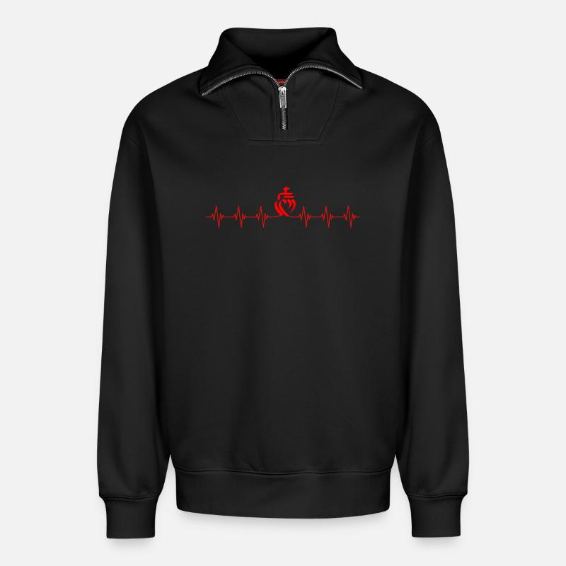 Vendée Herzfrequenz-Aufsatz - Relaxed Unisex Organic Half Zip Sweatshirt – von SPREAD - Schwarz