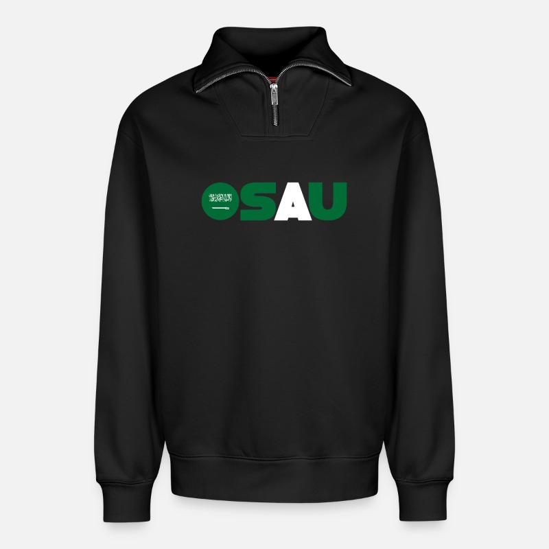 Saudi-Arabien - Relaxed Unisex Organic Half Zip Sweatshirt – von SPREAD - Schwarz
