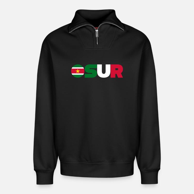 Suriname - Relaxed Unisex Organic Half Zip Sweatshirt – von SPREAD - Schwarz