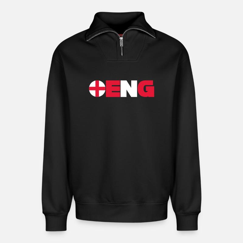 Angleterre - Sweat unisexe décontracté en coton biologique à demi-zip – de SPREAD - noir