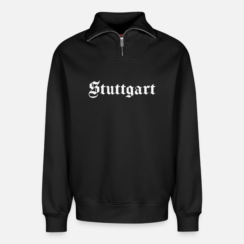 Stuttgart Altdeutsch - Sweat unisexe décontracté en coton biologique à demi-zip – de SPREAD - noir