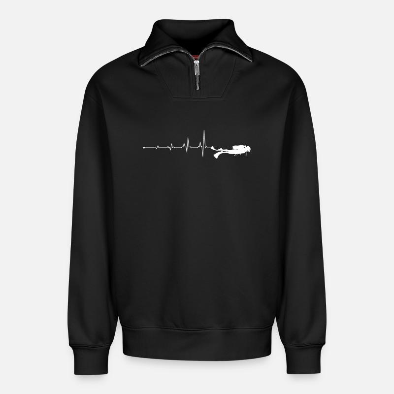 Herzschlag-Tauchen - Relaxed Unisex Organic Half Zip Sweatshirt – von SPREAD - Schwarz