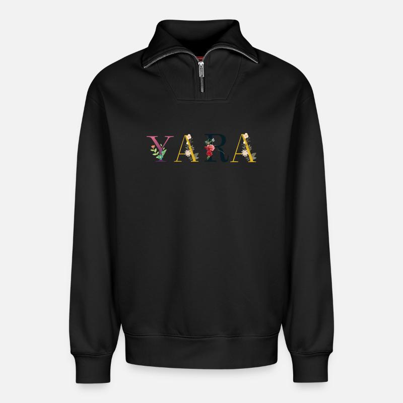 Yara - Relaxed Unisex Organic Half Zip Sweatshirt – von SPREAD - Schwarz