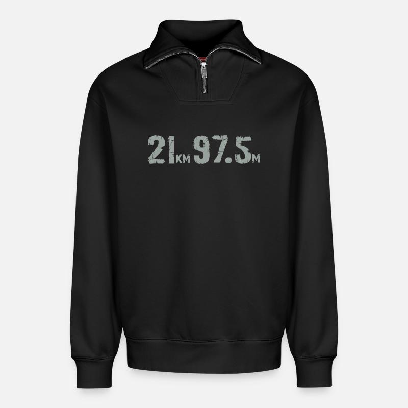 21957km - Relaxed Unisex Organic Half Zip Sweatshirt – von SPREAD - Schwarz