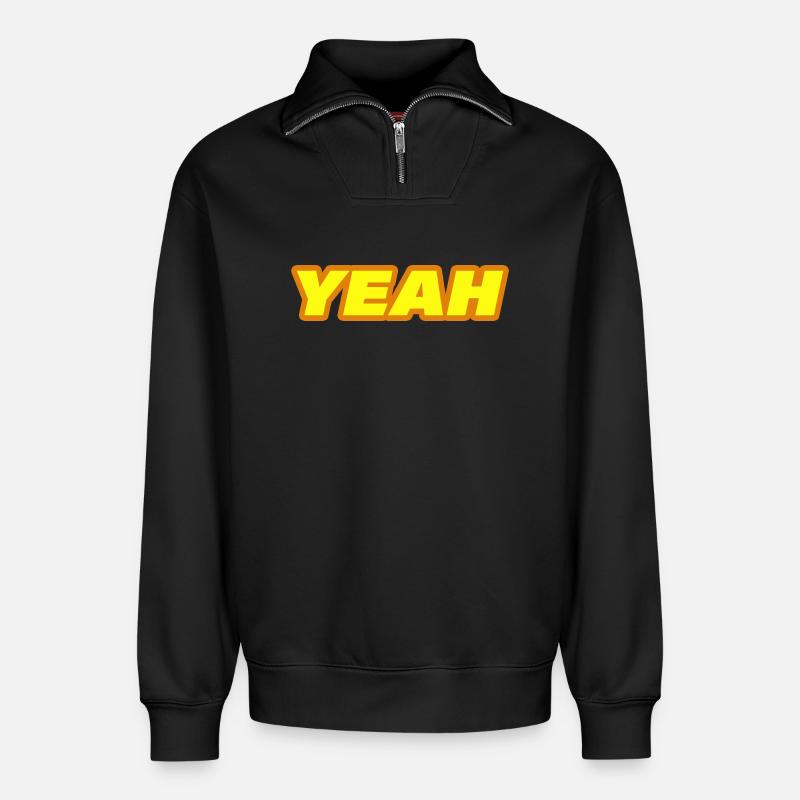 YEAH - Relaxed Unisex Organic Half Zip Sweatshirt – von SPREAD - Schwarz
