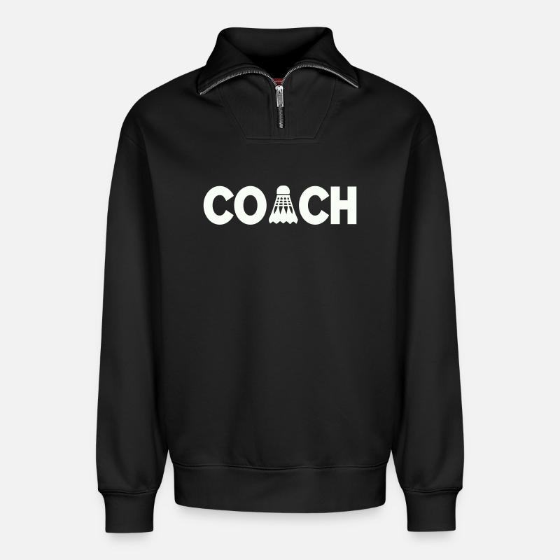 Federball Coach - Relaxed Unisex Organic Half Zip Sweatshirt – von SPREAD - Schwarz
