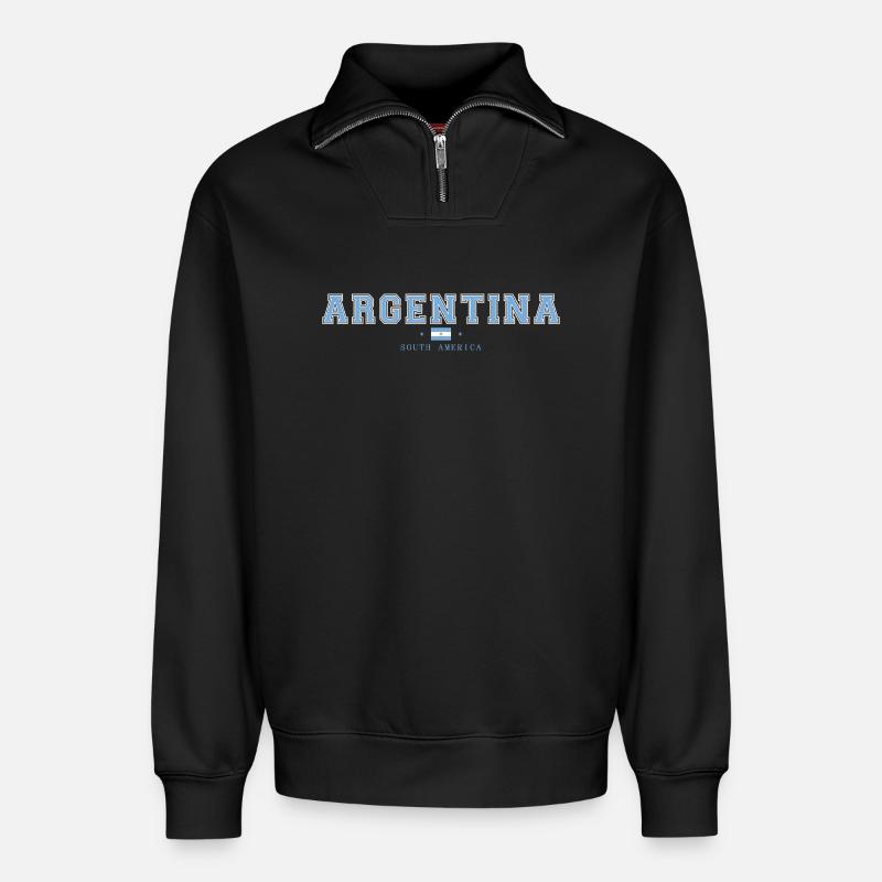 Argentina - Relaxed Unisex Organic Half Zip Sweatshirt – von SPREAD - Schwarz