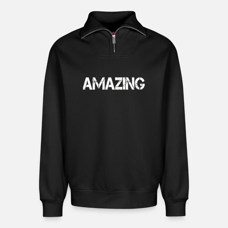 STUPÉFIANT - Sweat unisexe décontracté en coton biologique à demi-zip – de SPREAD - noir
