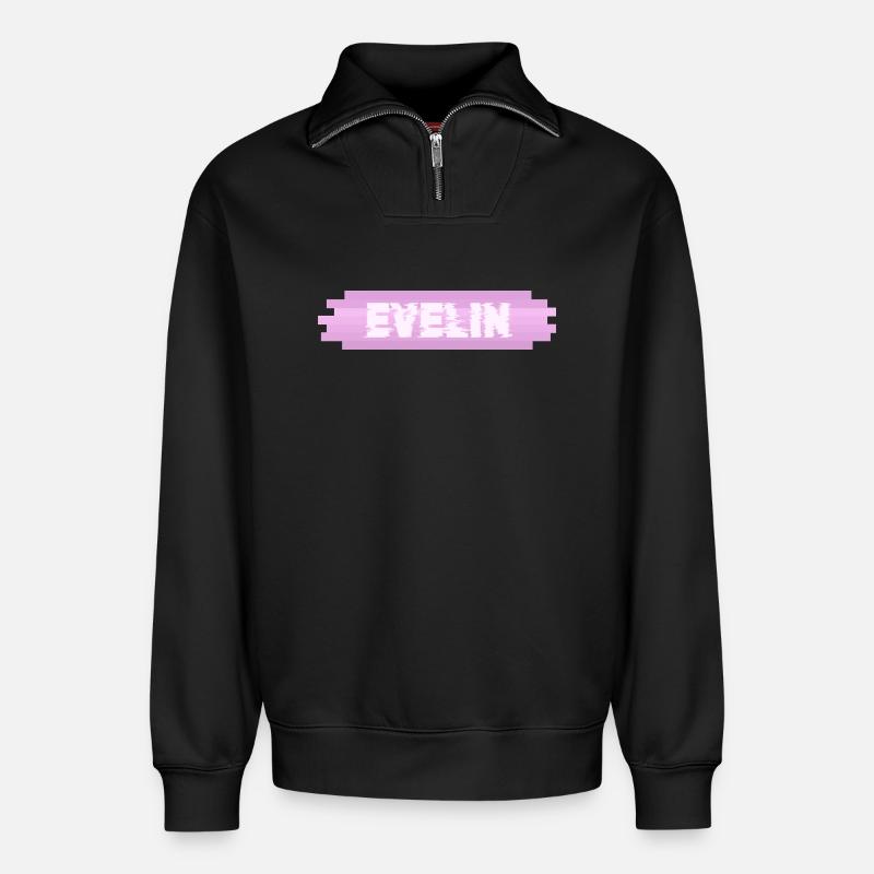 Geschenk für Evelin - Relaxed Unisex Organic Half Zip Sweatshirt – von SPREAD - Schwarz