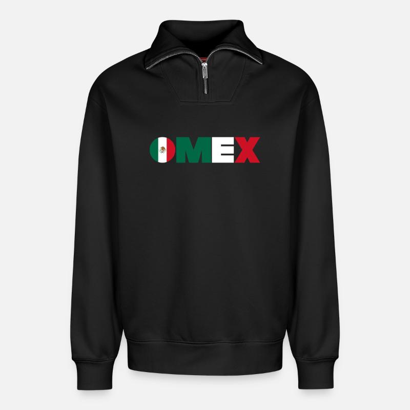 MÉXIQUE - Sweat unisexe décontracté en coton biologique à demi-zip – de SPREAD - noir