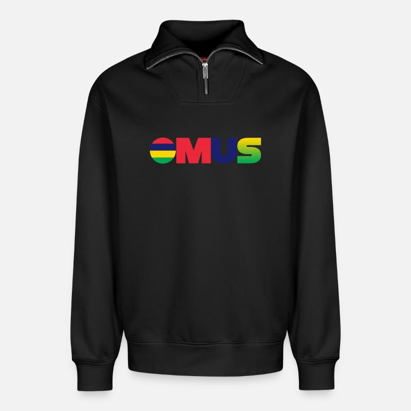 Mauritius - Relaxed Unisex Organic Half Zip Sweatshirt – von SPREAD - Schwarz