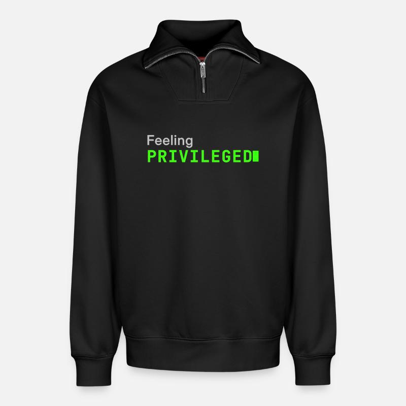 Feeling Privileged | Developer mood - Relaxed Unisex Organic Half Zip Sweatshirt – von SPREAD - Schwarz