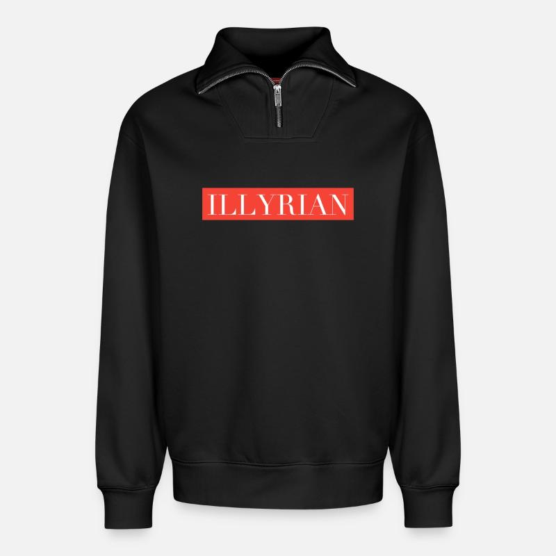 Illyrian - Relaxed Unisex Organic Half Zip Sweatshirt – von SPREAD - Schwarz