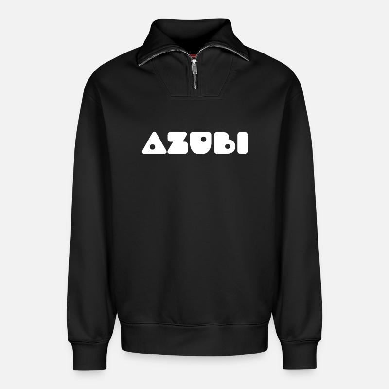 Azubi Tshirt - Relaxed Unisex Organic Half Zip Sweatshirt – von SPREAD - Schwarz