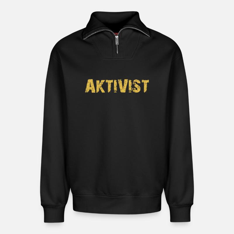 AKTIVIST - Relaxed Unisex Organic Half Zip Sweatshirt – von SPREAD - Schwarz