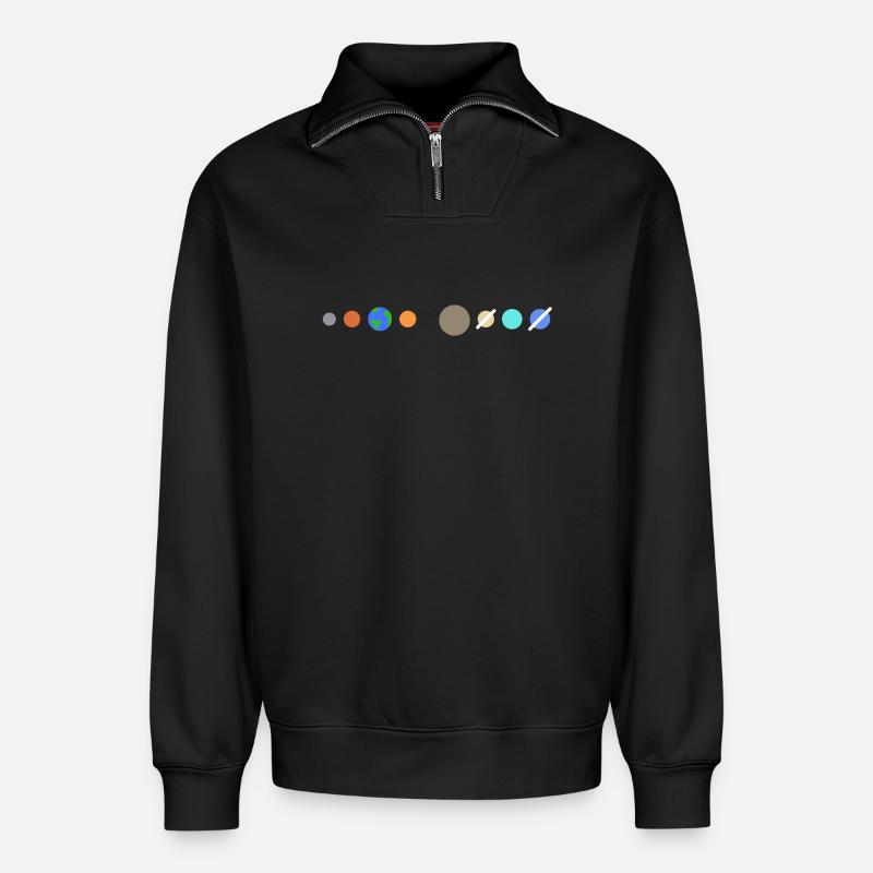 Solar system planets - Relaxed Unisex Organic Half Zip Sweatshirt – by SPREAD - black