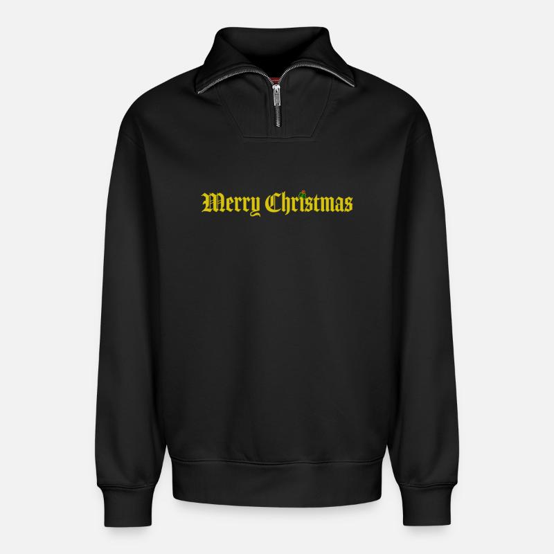 Joyeux Noël - Sweat unisexe décontracté en coton biologique à demi-zip – de SPREAD - noir