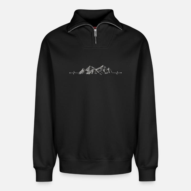 Pic Alpine Pulse - Sweat unisexe décontracté en coton biologique à demi-zip – de SPREAD - noir